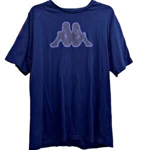 Kappa Mens Chest & Sleeve Logo Blue Short Sleeve T-shirt XX-LARGE Italian Soccer